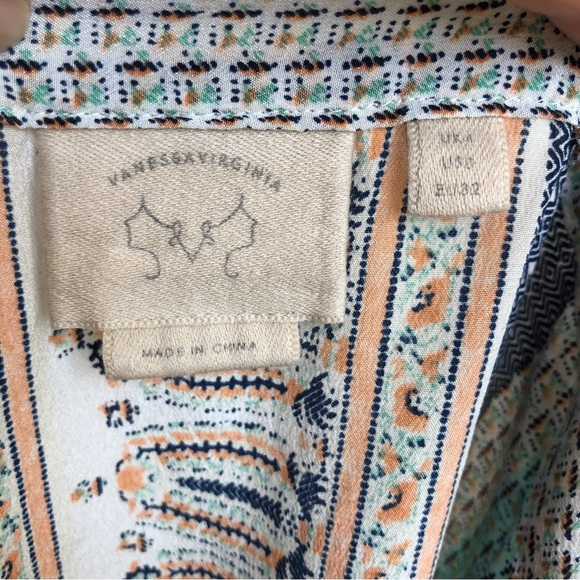 Vanessa Virginia Anthropologie Montara 100% Silk Peplum Blouse sz 0 - Picture 10 of 12
